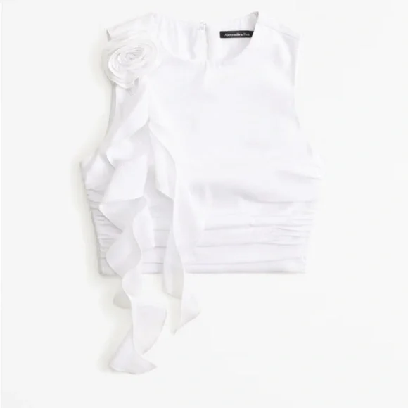Abercrombie & Fitch White Ruffle Detail Blouse - Picture 1 of 2